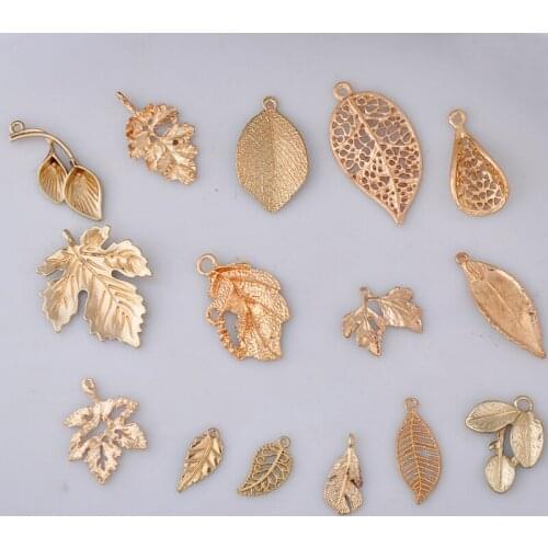 Mix Gold filigree tree leaf charms pendants bridal jewelry making Bride hair accessories alloy handicrafts DIY factory wholesale