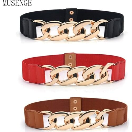 Gold Chain Belt Elastic Silver Metal Waist Belts for Women High Quality Stretch Cummerbunds Ladies Coat Ketting Riem Waistband