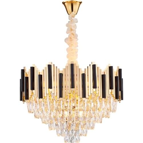 Luxury modern crystal gold and black chandelier lighting in the dining room round dining room chain e14 bedroom led chandeliers