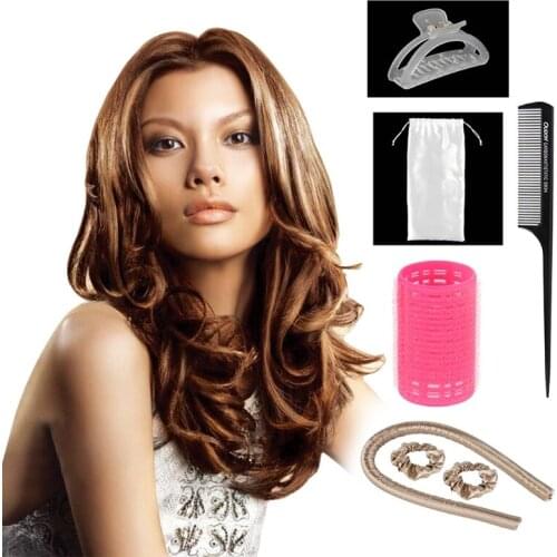 Heatless Hair Curlers Roller Combs Kit for Long Hair to Sleep in Overnight No Heat Curls Headband Rollers Curling DIY Styling To