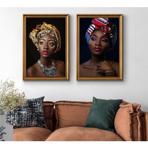 Modern African Kerchief Nude Woman Cuadros Canvas Painting Posters and Prints Scandinavian Wall Art Picture for Living Room
