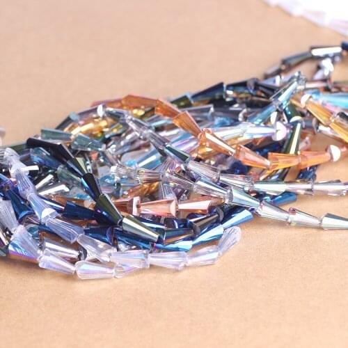 48pcs/lot Glass Loose Pagoda Beads DIY Making Crafts Material 6*12mm Crystal Tower Miyuki Beads Accessories For Jewelry Wedding