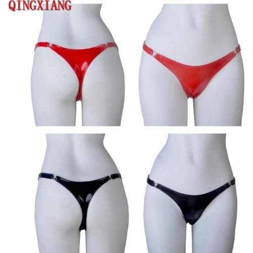 M-XL PU Low Waist Tight Briefs Men Backless Crotch Panties 2021 New Sexy Shine Faux Leather Metal Connection Triangle Shorts