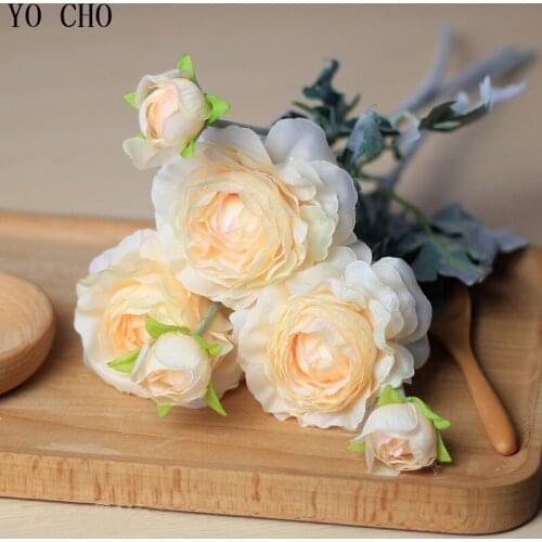 2 head decoration wedding flowers artificial peony bouquet silk flannel Buttercup flower for home table decoration flowers