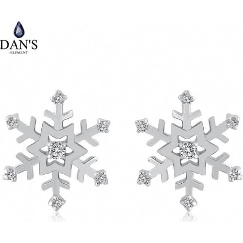 DANS ELEMENT Top Quality Snowflakes Silver Color Earring Fashion Jewelry Austrian Crystal Wholesale Chirstmas Gift DEE357
