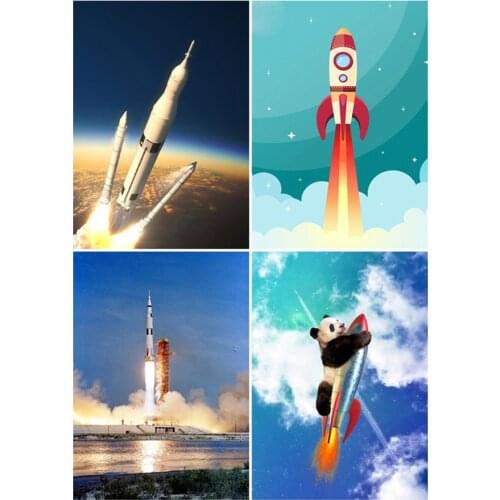 Yumeart Diamond Embroidery Space Rocket Paint With Diamond Painting Cross Stitch Rhinestone Aviation Rocket Diamond Mosaic Kit