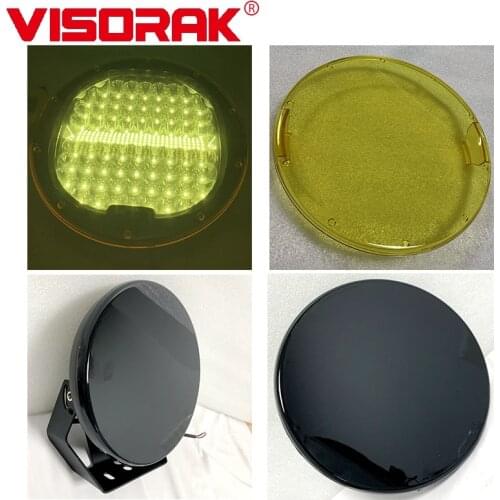 VISORAK 9" Inch Rounded Black Amber PC Mask Protect Cover For 96W 185W 225W 378W LED Work Light Bar