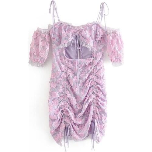 High Quality 2020 Women Romantic Lace Floral Embroidery Party Dresses Hollow Out Mini Dress