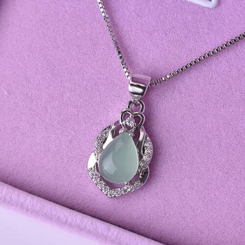KOFSAC Trendy 925 Sterling Silver Necklaces For Women Exquisite Water Drop Crystal Pendant Necklace Jewelry Lady Birthday Gifts