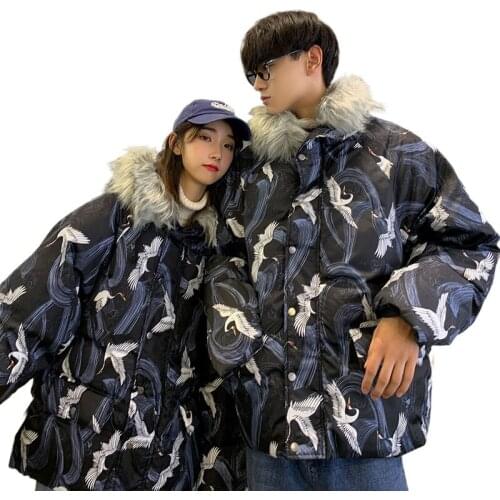 Winter Guochao hip hop mountain carving thickened cotton padded clothes