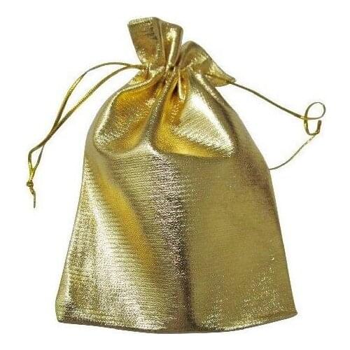 7*9cm 100pcs Handmade Gold Drawstring Bags For Wedding/Party/Christmas/Gift/Jewelry Pouches Packaging Bags