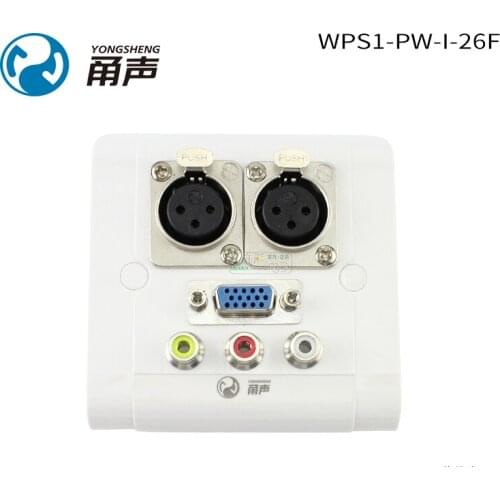 1Pcs Yongsheng WPS1-PW-I-26F two-digit Canon+VGA+audio and video RCA white plastic 86 panel opening size is 86*86