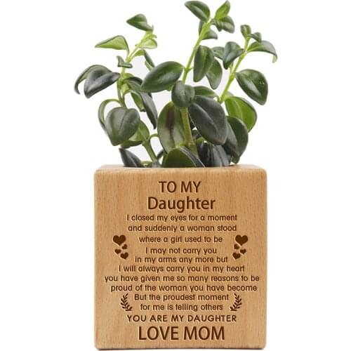 Wooden Succulent Planter Pot Balcony Fleshy Potted Plant Engraved Plant Pot To My Dauther Customized Logo Name Set Vip HP0033