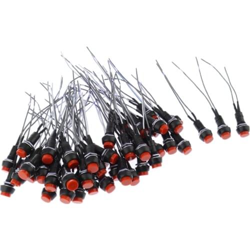 10mm Red Round Wired Car Horn Momentary Push Button Switch 50pcs for Car