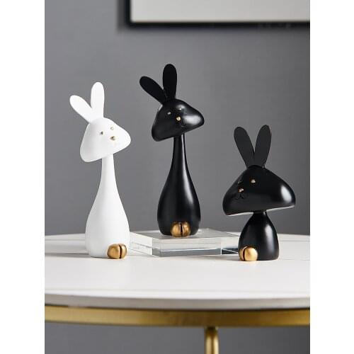 2pcs Nordic creative cute rabbit decor home living room TV wine cabinet desk decor room modern figurine Wedding Gifts CL71405