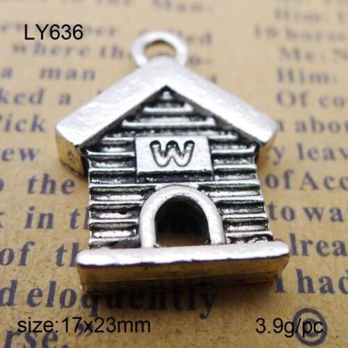 20pcs/lot 17x23mm Antique Silver Zinc Alloy Dog House Charms Pendant For Jewelry Making
