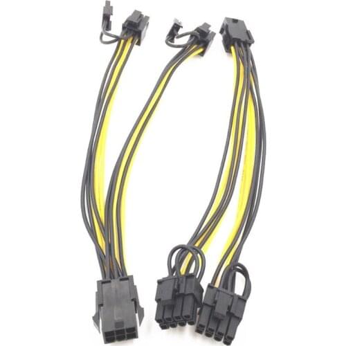 T3LB 5Pcs GPU VGA PCIe 6 Pin Female to Dual 2X 8 Pin (6+2) Male PCI Express Power Adapter Braided Y-Splitter Extension Cable