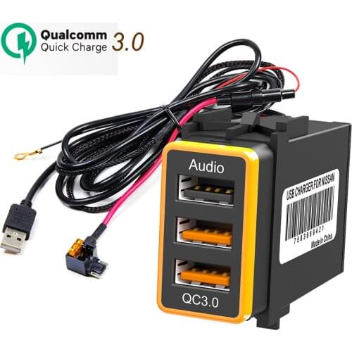 CHELINK 12V QC3.0 Car Charger 3USB LED Voltmeter Power Adapter With Digital Voltage Display For Nissan