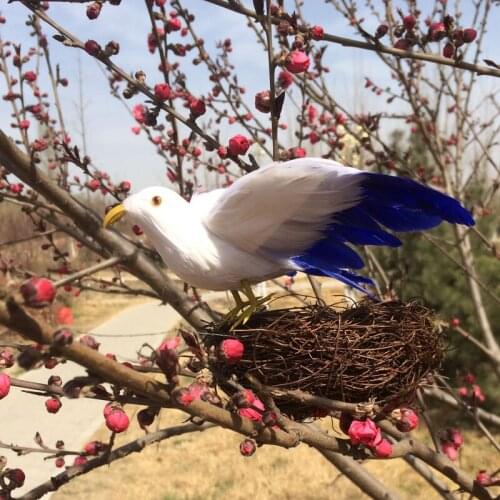 About 13x26cm spreading wings blue&white bird Handmade model, polyethylene& feathers bird ,bonsai decoration toy Xmas gift w3900