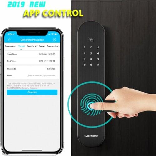 App Remote Bluetooth Gateway Doorlock Fingerprint Password Lock Anti-theft Special Locks IC Card Lock With Doorbell Black D6 New