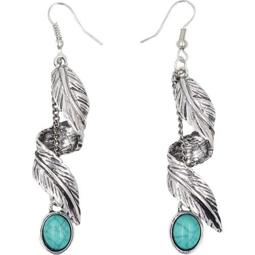 Bohemian Twisted Leaf Tassel Earring Bead Long Chain Drop Earrings For Women