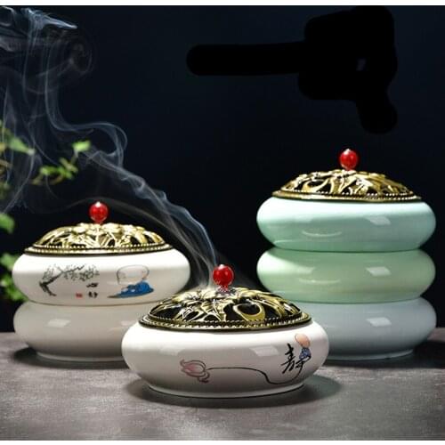 Large Household Mosquito Incense Burner Interior Modern Japanese Creative Decoration Ceramic Incense Burner with Lid Sandalwood