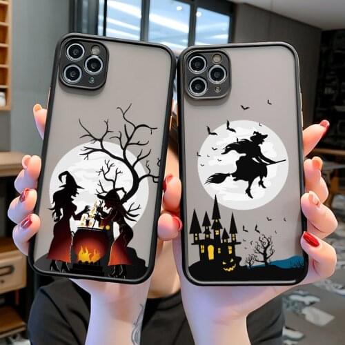 Witch Riding a Broom Camera Protection Phone Cases For iPhone XR XS Max X 11 12 Pro Max 8 7 6S Plus SE 2 Shockproof Back Cover