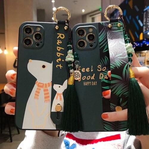 Wrist Strap Tassel Case For iphone XR Cases For iphone X Xs max 7 8 6 6s plus SE 11 12 Pro Max 12 mini Phone Holder Ring Cover