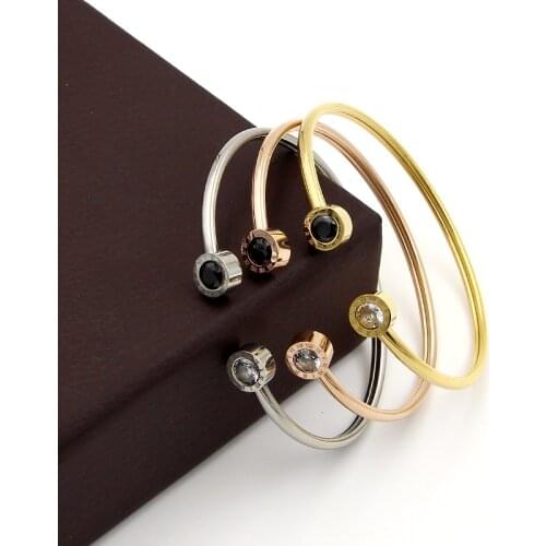 Black/White Shell Bangle For Women Couple Jewelry Crystal Roman Numerals Bracelet & Bangles Love Cuff Bangle B026