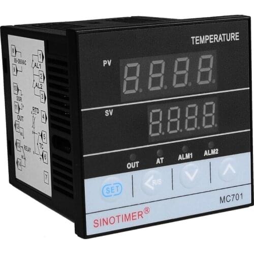SINOTIMER MC701 Digital PID Temperature Controller Waterproof K Type PT100 Sensor Input Relay SSR Output