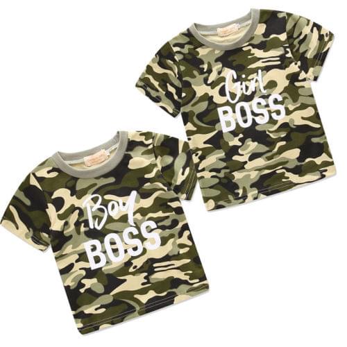 Kid Baby Boys Girls Family Matching Outfits Camo T-Shirt Blouse Tops Tee Clothes Size 2-6T