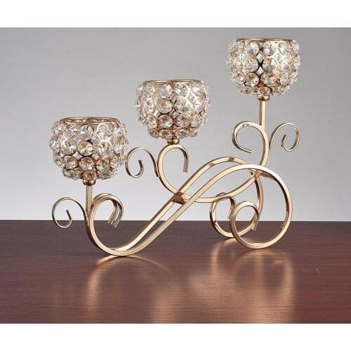 Crystal Candle Holder 3 Arms Candelabra Centerpiece Home Decor Centerpiece