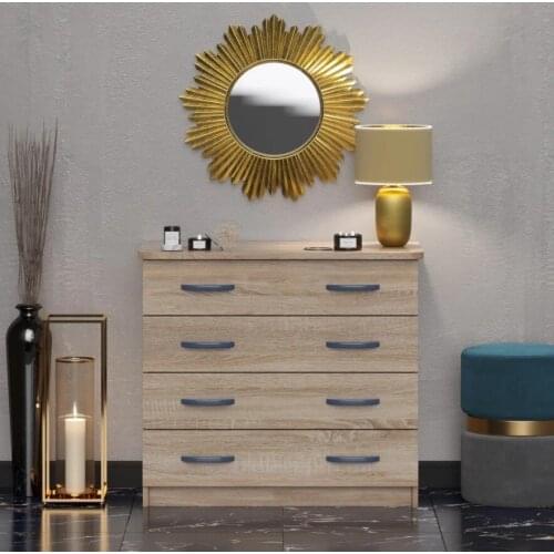 Chest of Drawers White Dresser Cabinet for the Living Room Modern Style Easy Assembly Durable 4 Drawer Wooden Storage Cabinet