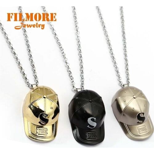 Hot Game Playerunknowns Battlegrounds Necklace 3 Colors PUBG Baseball Cap Necklace & Pendant For Men Kolye Souvenir Wholesale