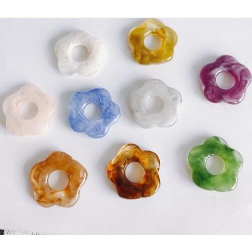 10PCS Colorful Acrylic Flower Sweet Pendant Rendering Cute Pattern Charms For Jewelry Making Diy Neacklace Bracelet Accessaries