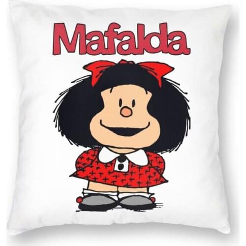 Cute Mafalda Cushion Cover 45x45cm Home Decorative 3D Print Argentine Cartoon Quino Comics Throw Pillow Case for Living Room