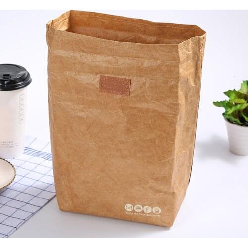 Reusable Lunch bag Large Capacity Waterproof And Heat Insulating Kraft paper Aluminum foil Leak Proof Food Container