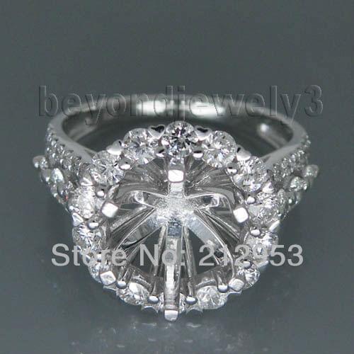Fashion Fine Jewelry Round 8.5mm Solid 18Kt White Gold Natural Dia Semi Mount Ring