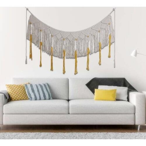 Handmade Hanging Wall Tapestry Macrame Wedding Ceremony Backdrop Art Hand-woven Curtain Living Room Boho Decoration Home Decor