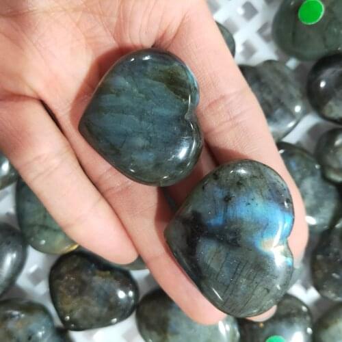 Natural Moonstone Crystal Labradorite Palm Stones Healing Quartz Gemstone Worry Stone Heart Shape For Jewllery Making