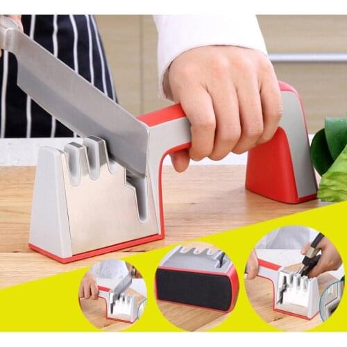 NHM Kitchen tungsten steel scissors 4 quick sharpener sharpener fixed Angle sharpener 1 piece Color random