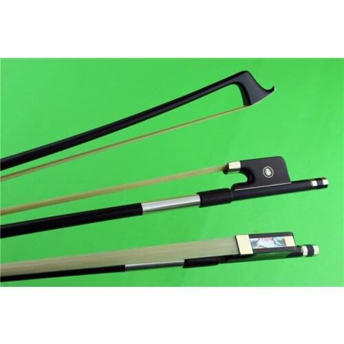 New 4/4 high class black Carbon fiber cello bow ebony frog