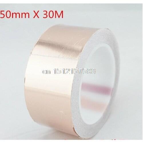 50mm X 30m Single Adhesive Conductive Copper Foil Tape EMI Shield Copper Strip High Temperature Resistant Tape