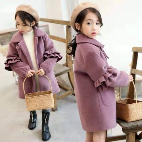 Solid Color Girls Long Coat High Quality WindProof Childrens Jackets For Autumn Winter Kids Clothes Baby Girls Clothing Outwear