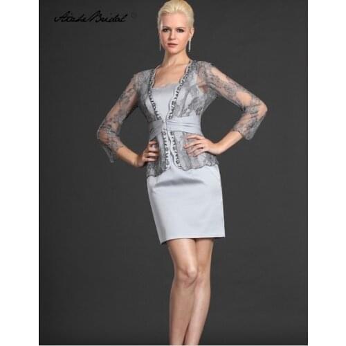 Formal Womens Dress Short Elegant Tank Mother of the Bride Dress with lace Jacket