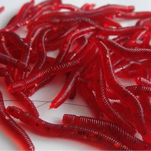 Pack 100 Soft Worm EarthWorm Fishing Lure Tackle Baits Bass Trout Carp Bream