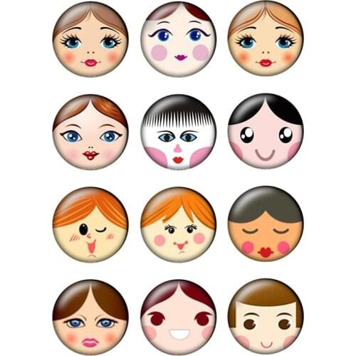 24pcs/lot Matryoshka Russian Glass Cabochons 10/12/14/16/18/20/25mm DIY Jewelry Making Findings & Components T175