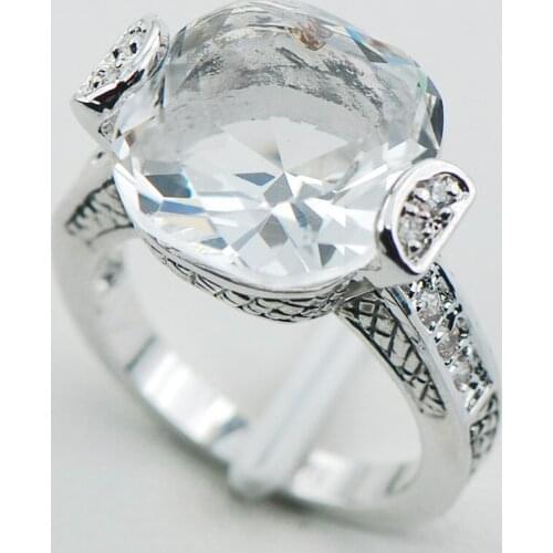 White Crystal Zircon 925 Sterling Silver Ring Size 6 7 8 9 10 11 F1083
