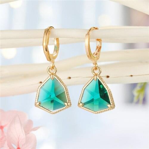 1Pair Bohemian Vintage Crystal Waterdrop Hoop Earrings For Women Gold Color Irregular Geometric Circle Stud Earrings Jewelry