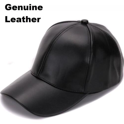Genuine Leather Unisex Black Hat Real Leather Adjustable Best Quality Standard Size Made in Turkey